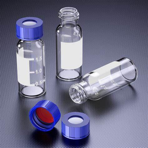 Brand new borosil 2ml screw vials with screw caps for sale